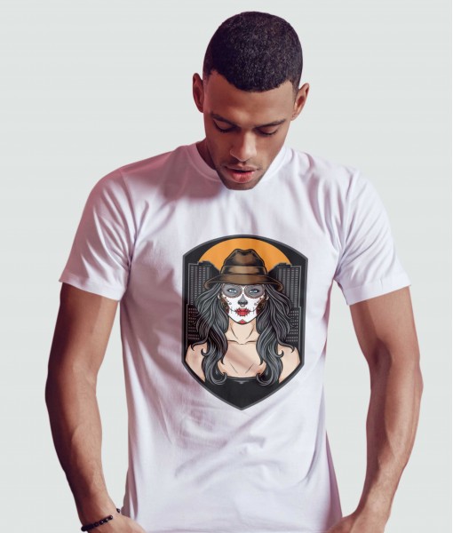 Мъжка тениска Готика Zombie woman with hat - TShirtArtShop.com